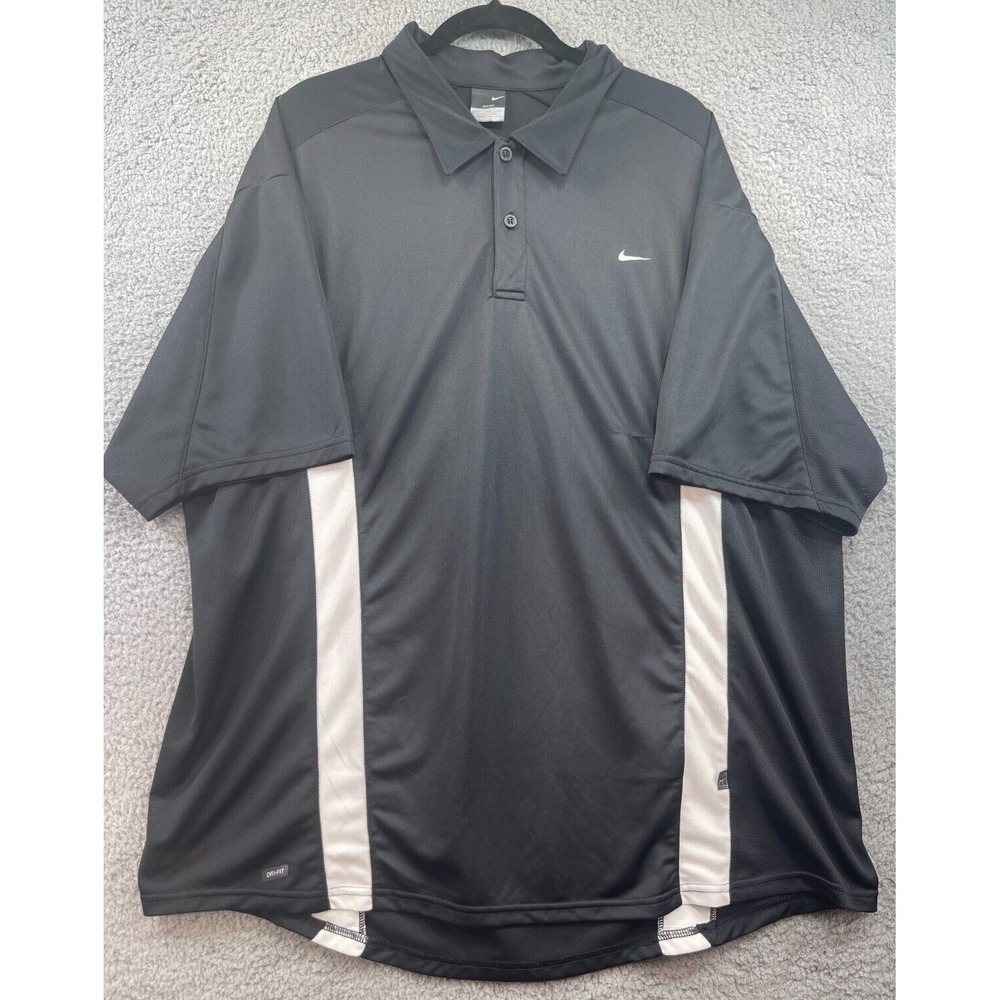 Nike Dri-Fit Shirt Polo Mens XXL Short‎ Sleeve Black Golf Athletic 2XL